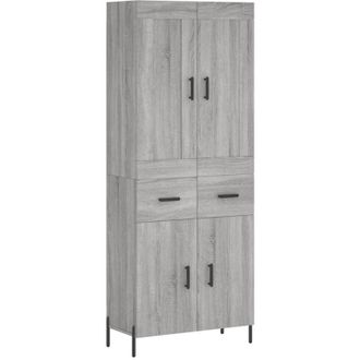 vidaXL Vidaxl - Aparador Alto Madera Contrachapada Gris Sonoma 69,5x34x180 Cm
