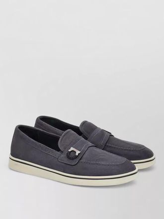 Ferragamo suede leather loafers round toe rubber sole