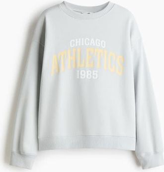 H&M Text-motif Sweatshirt in Light Gray/athletics at Nordstrom, Size X-Small