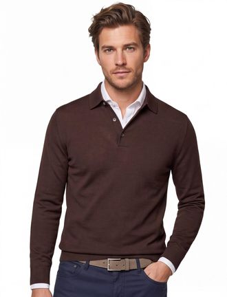 Profuomo Polo bruin Profuomo normale fit 3 knoopjes
