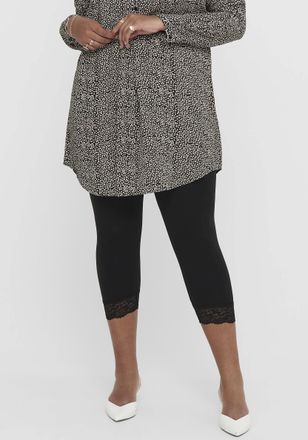 Only Carmakoma Caprileggings ONLY CARMAKOMA CARTIME LIFE CALF LACE, Damen, Gr. L (50/52), N-Gr, schwarz, Jersey, Obermaterial: 95% Baumwolle, 5% Elasthan, figurbeton