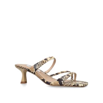 Steve Madden Womens Leather Ajay Snakeprint Sandals - Beige - Size UK 8