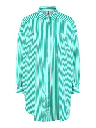 Pieces ONLY Womens Pcfillu LS Oversized Shirt D2d, Bright White/Stripes: Simply Green, S