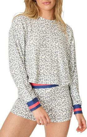 PJ Salvage Cats Meow Long Sleeve Pajama Top in Grey Multi at Nordstrom, Size X-Large