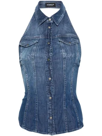 Dondup halterneck denim top - Blue