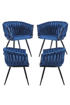 Regalos Miguel Packs Sillas Comedor - Pack 4 Sillas Widny Black Terciopelo - Azul
