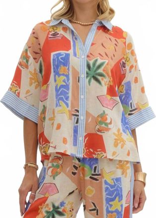 Entro Valentina Button Front Top Top In Beige