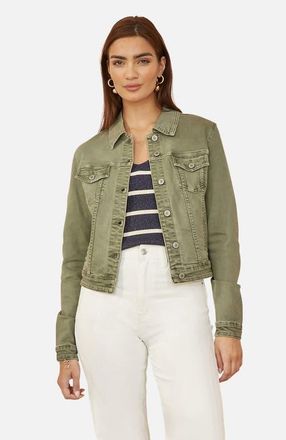Yumi Stretch Cotton Denim Jacket in Green at Nordstrom, Size 12
