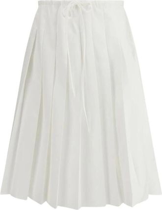 Prada Pliss&eacute; Midi Rok - Dames - Midirokken - Wit - M - Katoen - Rokken