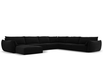 BLOOMINGLOFT Grosses 8-Sitzer Design Panoramasofa Vanda mit lange Seite rechts - Samtbezug