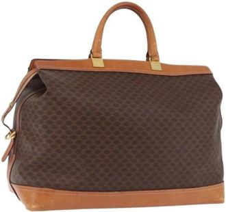 Celine Pre-owned Macadam Canvas Boston Bag - Dames - Vintage Weekendtas - Bruin - ONE Size - Leer - Vintage