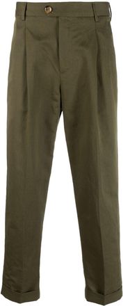 Pantaloni Torino pleat-detail chino trousers - men - Cotton/Linen/Flax - 54 - Green