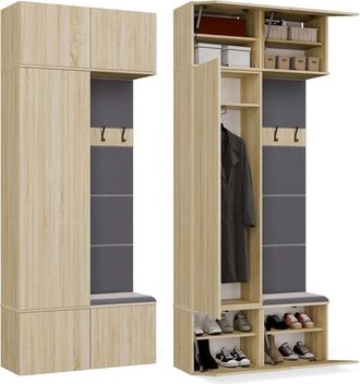 Topeshop Haga Ii 1sz1w -1x Armario + 1x Barra De Armario - Estantes - 100x35x238 Cm - Roble Sonoma