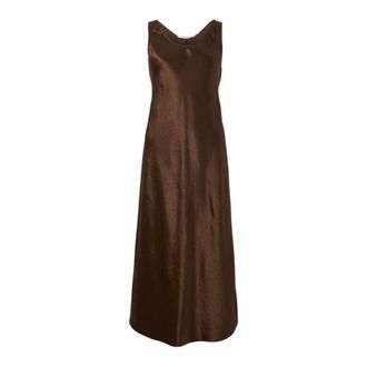 Max Mara Midi Dresses, female, Brown, S, Leisure Talete Satin Sleeveless Dress