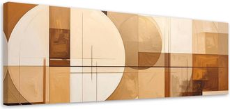 Feeby Cuadro Sobre Lienzo, Formas Geom&eacute;tricas Abstractas En Beige, 120x40