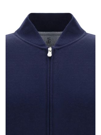 Brunello Cucinelli Mens Cotton Zip Sweatshirt Cobalt Sweatshirts Sweater