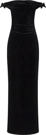 Twentyfourhaitch Zoran Lange Schede Jurk - Dames - Avondkleed - Zwart - 2XL - Polyester - Kleedjes