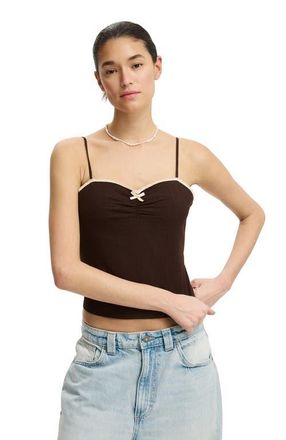 Cotton On Womens Bow Cotton Cami in Dark Oak at Nordstrom, Size 10