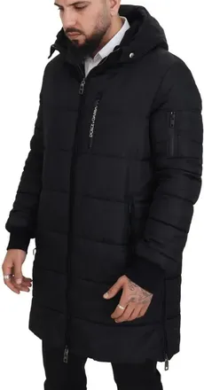 Dolce & Gabbana Black Nylon Hooded Parka Coat Winter Mens Jacket (Pre-Owned)