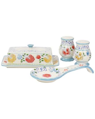Gibson Home Anaya 5Pc Hand Painted Stoneware Table Accessory Set