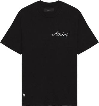Amiri Script Logo T-Shirt - Heren - T-shirts - Zwart - S - Katoen - Tops