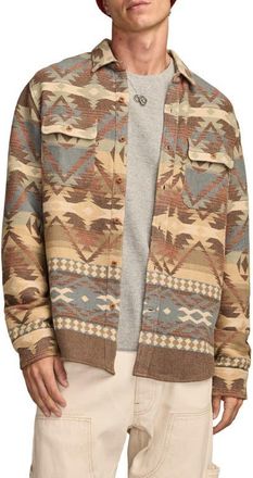 Lucky Brand Southwest Pattern Jacquard Cotton Flannel Button-Up Shirt in Brown Multi at Nordstrom, Size Xx-Large