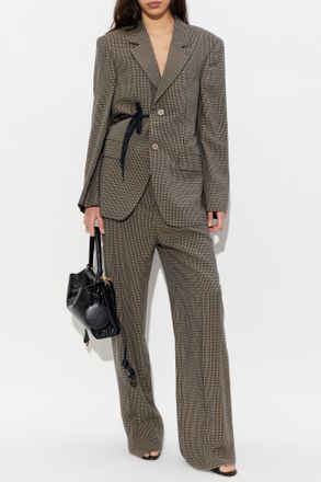 Balenciaga Plaid Patterned Trousers, Womens, Brown