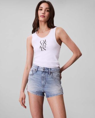 Calvin Klein Jeans Shorts in denim lavaggio chiaro-Blu