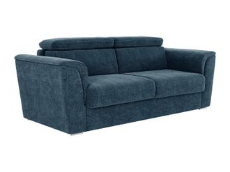 Vente-Unique Divano Letto 4 Posti Express In Tessuto Testurizzato Blu Letto 160 Cm Materasso 14 Cm - Rizora