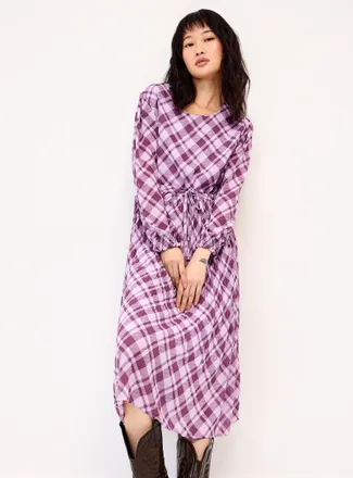 Twik Womens Pleated check maxi dress