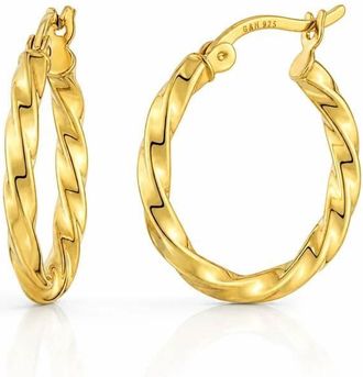 Gold & Honey Womens Twisted Huggie Earrings In Gold