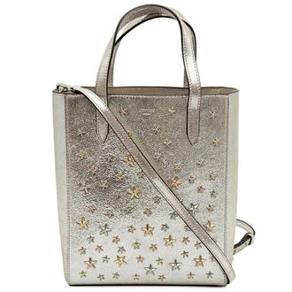 Jimmy Choo London Silver Leather Tote Bag (Pre-Owned)