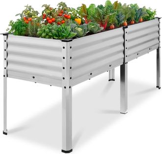 Best Choice Products 72x24x30in Non Toxic Elevated Galvanized Metal Garden Bed Corner Protectors