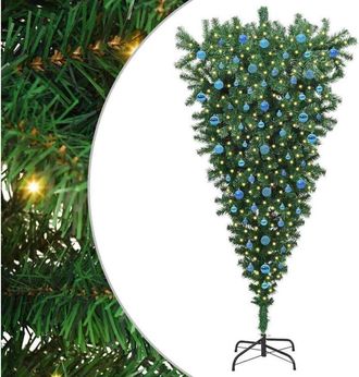 vidaXL Árbol de Navidad artificial preiluminado al revés con juego de bolas vidaXL