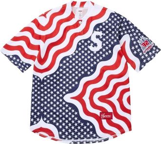 SUPREME SS26 New York Shop S Logo Baseball Henley Flag SUP-SS26-344-FAG