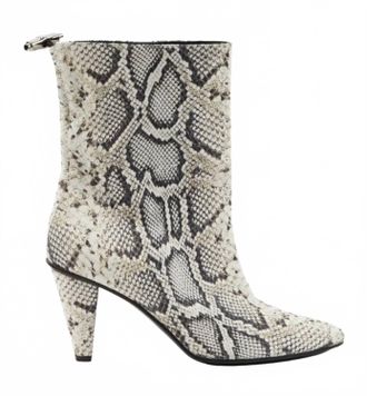 Longchamp Womens Python Print Leather Ankle Boots In Multi