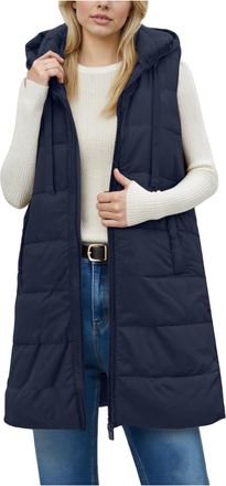 Generic Womens Quilted Coat Plain Sleeveless Down Jacket Hooded Zip Up Vest Gilets Winter Wear Bodywarmer Thermal Vests Pockets Windproof Outwear Thick Jacket