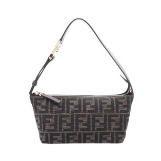 Fendi Pre-owned Vanity Pouch Small Canvas Leather Handbag - Dames - Pre-owned - Bruin - Maat: ONE Size Leer