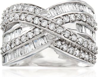 Ross-Simons Baguette and Round Diamond Highway Ring in Sterling Silver