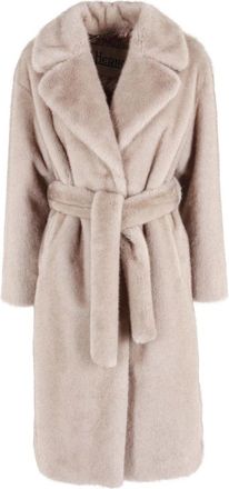 Herno Eco Fur Coat - Dames - Jas met riem - Beige - L - Leer - Jassen