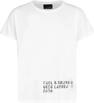 Paul & Shark Logo Print Katoenen T-shirt - Heren - T-shirts - Wit - S - Katoen - Tops