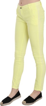 Pinko Yellow Cotton Stretch Low Waist Skinny Casual Trouser Womens Pants