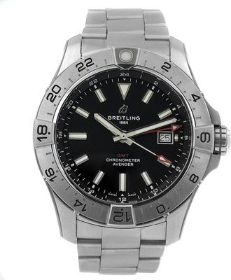 Breitling Pre-owned Breitling Avenger GMT Automatic Chronometer Black Dial Mens Watch A32320101B1A1