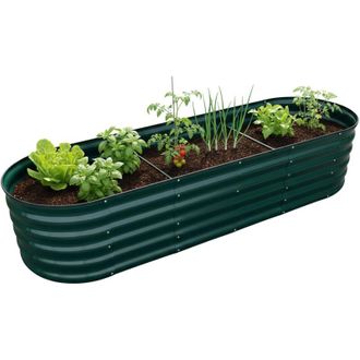 Relaxdays Relaxdays Aiuola rialzata semicircolare, metallo zincato, fiori e ortaggi, H x L x P: 45 x 240 x 60 cm, verde