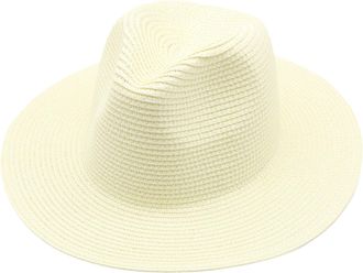 Generic Beach Summer Hats for Women Women Men Packable Sun Straw Hats Adjustable Summer Panama Fedora Wide Brim UPF 80+ Foldable Packable Straw BeachHat for B