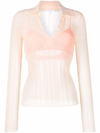 Patrizia Pepe Semi-doorzichtig poloshirt - Beige