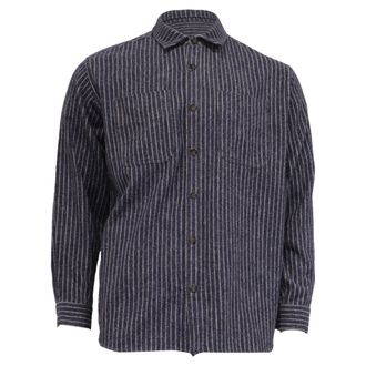 Isabel Marant Striped Button-Down Shirt in Navy Blue Cotton
