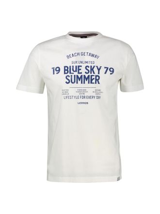 Lerros T-Shirt LERROS LERROS Herren T-Shirt mit Brustprint, Herren, Gr. L, weiss (broken wei&szlig;), 100% Baumwolle, Rundhals, Shirts T-Shirt