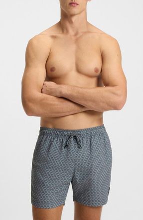BOSS Vibe Swim Trunks in Dark Grey at Nordstrom, Size Xx-Large