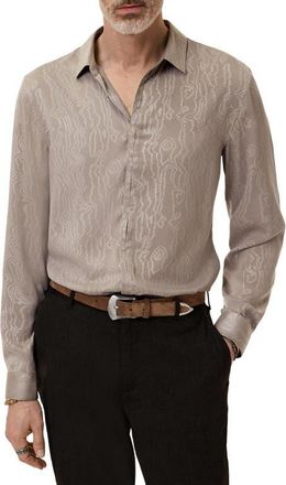 John Varvatos Hickory Button-Up Shirt in Twig at Nordstrom, Size Xx-Large